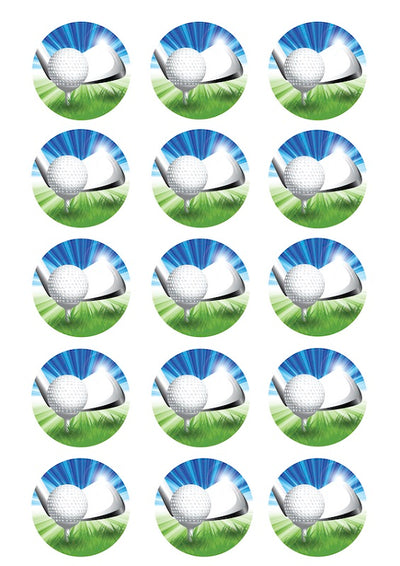 Design Sheet edible image Golf balls and club