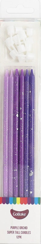 Super Tall Ombre Purple Orchid long candles 18cm (12PK)