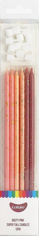 Super Tall Ombre Dusty Pink long candles 18cm (12PK)