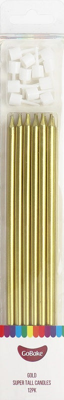 Super Tall GOLD long candles 18cm (12PK)
