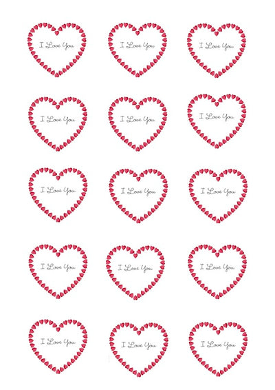 Design sheet edible image I Love You hearts