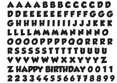 A4 edible icing image sheet Alphabet letters and numbers Black