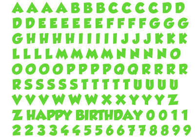 A4 edible icing image sheet Alphabet letters and numbers Green