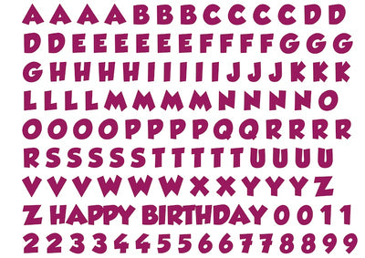 A4 edible icing image sheet Alphabet letters and numbers Mauve