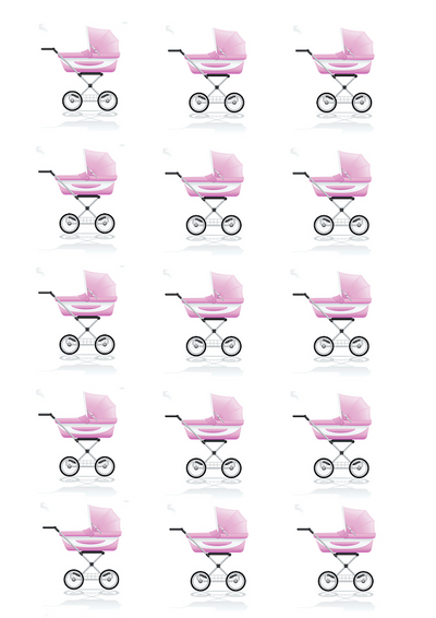 Design Sheet edible image Baby prams pink