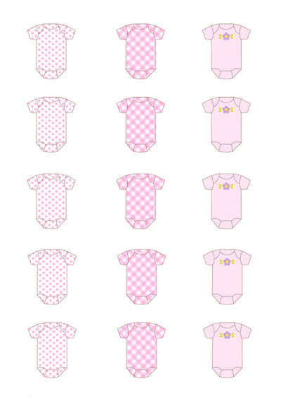 Design Sheet edible image Baby Onesies Pink