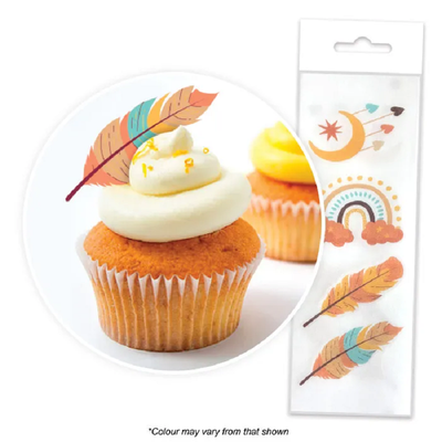 Boho 16 cupcake wafer paper cupcake toppers