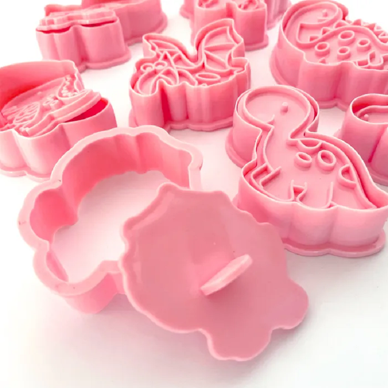 Dinosaur cookie cutters with matching stamp embosser set of 8
