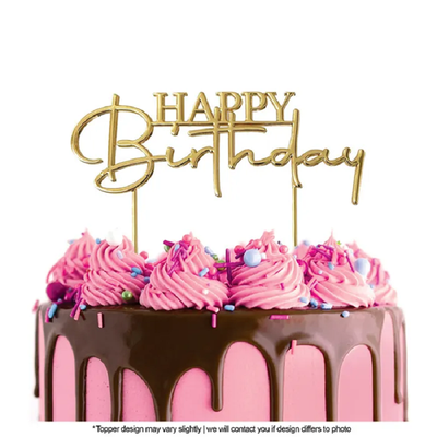 Gold METAL CAKE TOPPER HAPPY BIRTHDAY style No2