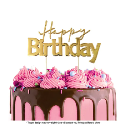 Gold METAL CAKE TOPPER HAPPY BIRTHDAY style No1