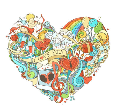 Edible icing image I Love you Cupid Heart