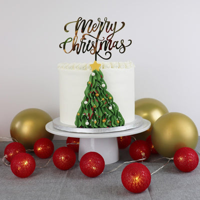 Merry Christmas Gold mirror acrylic topper