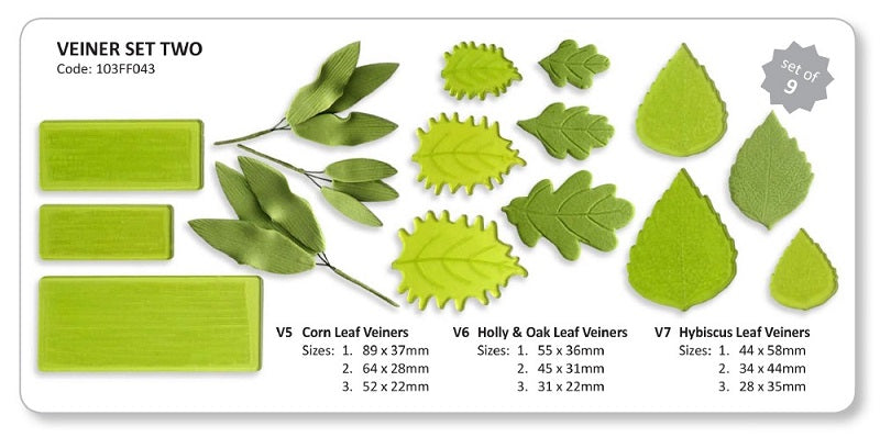 Flower veining set 2 (V5-V9) 9 piece set by Jem