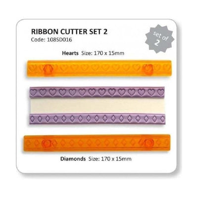 Ribbon strip cutters embossed with Hearts & Diamonds