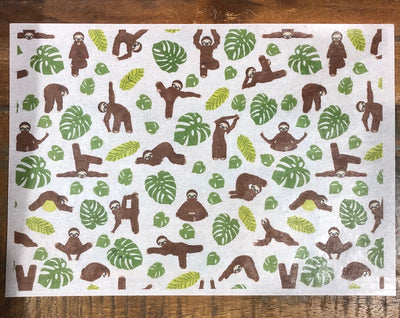 Wafer paper sheet Sloth with Monstera leaf leaves
