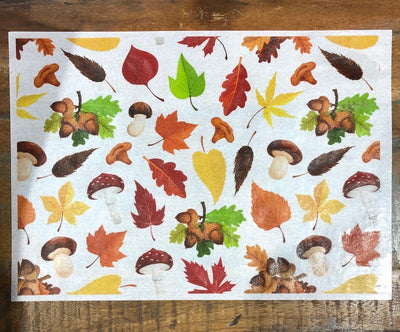Wafer paper sheet Mushrooms Toadstools and Autumn leaves