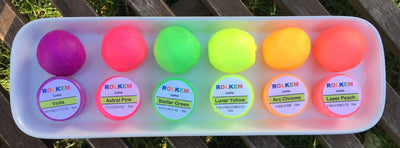 Colour your icing with Rolkem lumo dusts - they fluoresce under black light
