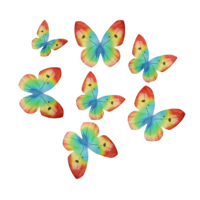 Set of colorful butterfly decorations on a white background