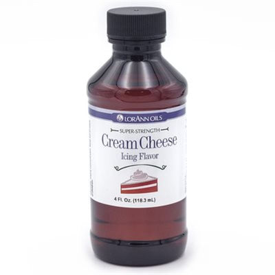 Bottle of LorAnn Oils Cream Cheese Icing Flavor on a white background