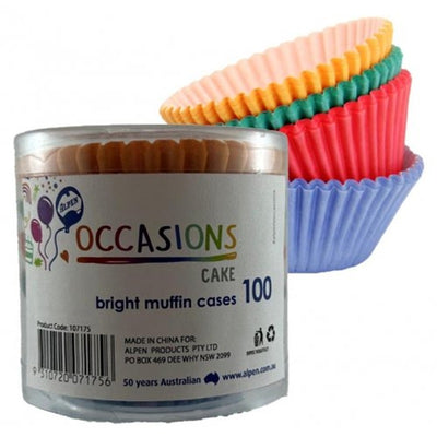 Bright colours standard muffin or cupcake papers pack of 100