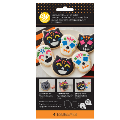 Skull and Cat cookie Cutter set with matching stencils