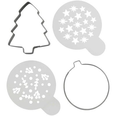 Christmas tree stencil and cookie cutter set 4 piece
