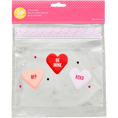 Resealable Conversation hearts treat bags by Wilton pack 20