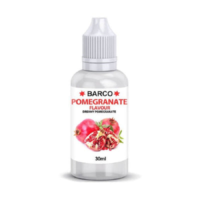 Barco flavouring 30ml Pomegranate.  Add to cake and brownie batters, buttercream or fondant icing etc to flavour.