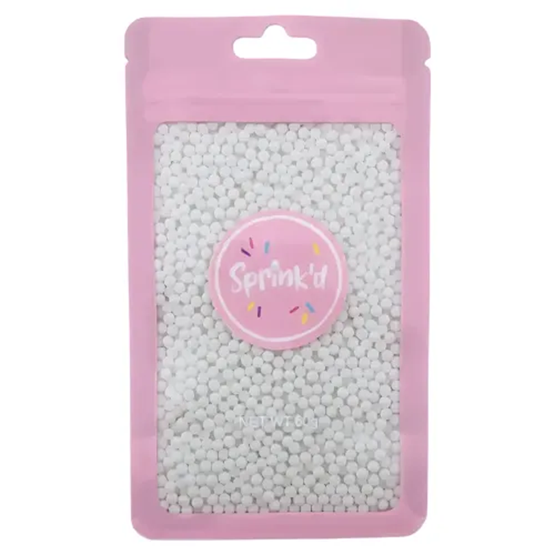 2mm sugar pearls Pearlised shimmer White 60g