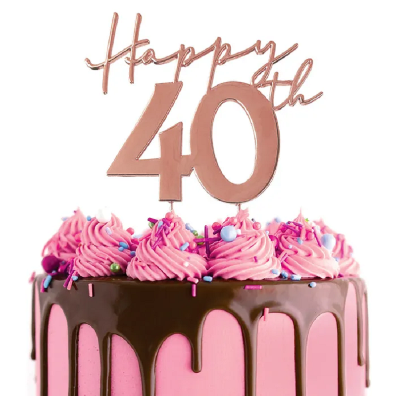 Rose Gold METAL CAKE TOPPER Happy 40TH