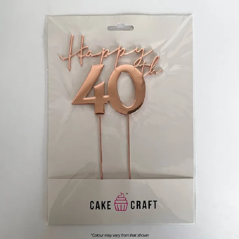 Rose Gold METAL CAKE TOPPER Happy 40TH