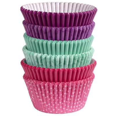 Pink turquoise and purple standard cupcake papers 150 pack