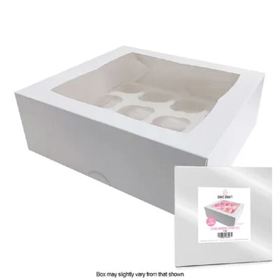 Cupcake box WHITE (holds 12) by Cake Craft 4 inches deep