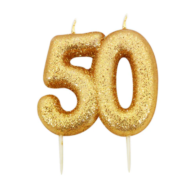 50 numeral shaped number candle with picks