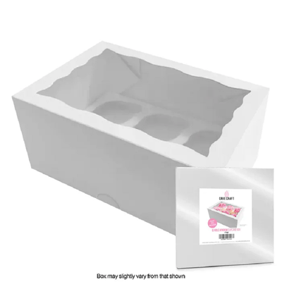 Cupcake box WHITE (holds 6) by Cake Craft 4 inches deep