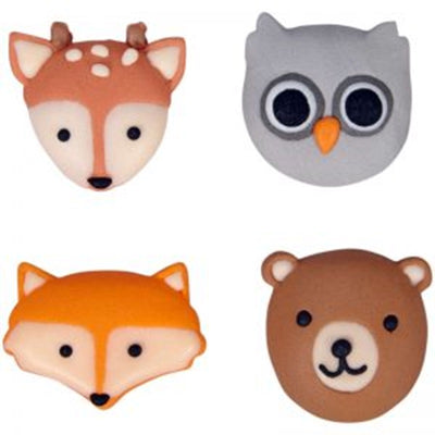 Woodland animal faces icing decorations pack of 12