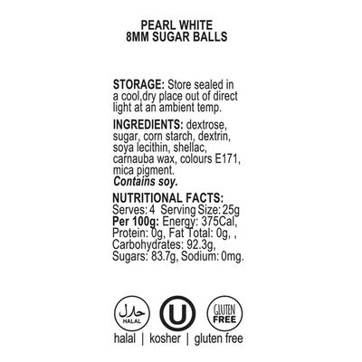 8mm sugar pearls Pearlised shimmer White 60g