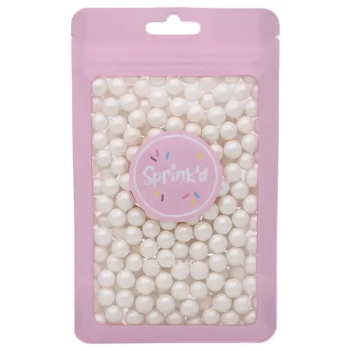 8mm sugar pearls Pearlised shimmer White 60g
