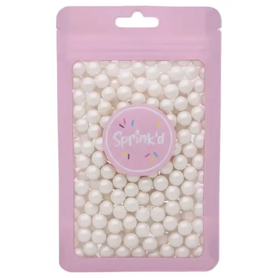 8mm sugar pearls Pearlised shimmer White 60g