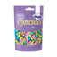 Arcoiris sprinkle mix in retail packaging. With colourful cupcake-shaped sprinkles, shimmering pearls, rods and confetti in bright pink, blue, lime green and rainbow hues.