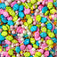 Bright Cupcake Sprinkle Mix with colourful cupcake-shaped sprinkles, shimmering pearls, rods and confetti in bright pink, blue, lime green and rainbow hues.