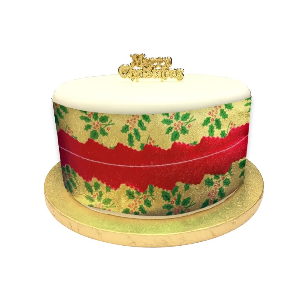 Christmas patterned cake frill embossed foil choose your colour