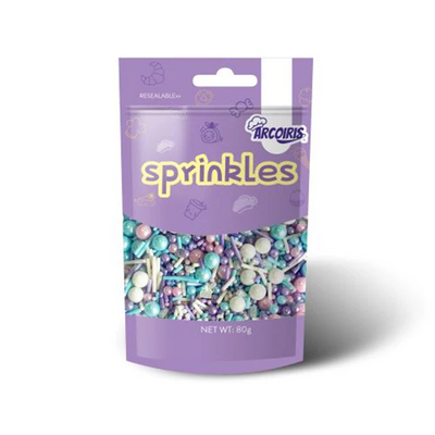 80g sprinkle medley by Arcoiris Blue pink & white mix