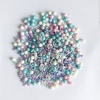 80g sprinkle medley by Arcoiris Blue pink & white mix