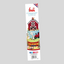 A tall printed packaging card for a art deco font alphabet and number set, featuring colorful illustrations of a red barn, tractor, sheep, cows, and the text 'ALFIE'S FARM'.