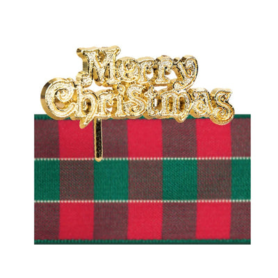 Wide Tartan Ribbon and Merry Christmas plaque cake decorating kit