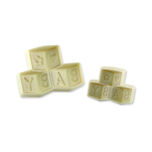 Jem pop it cutter moulds in a design of Baby's building blocks