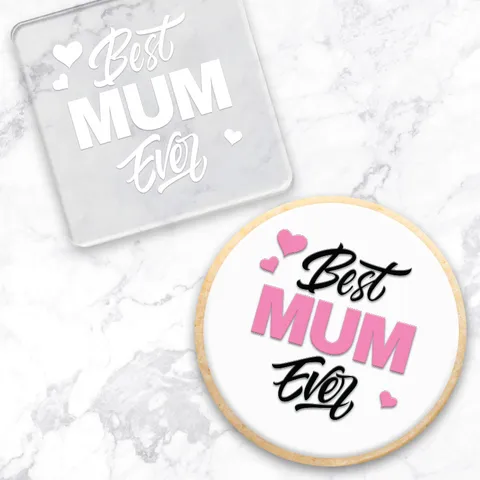 Best mum ever acrylic fondant debosser Embosser. With an example of a finished cookie using the tool