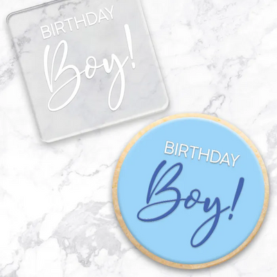 Birthday boy. Fondant debosser embosser, with example of a finished cookie using this tool