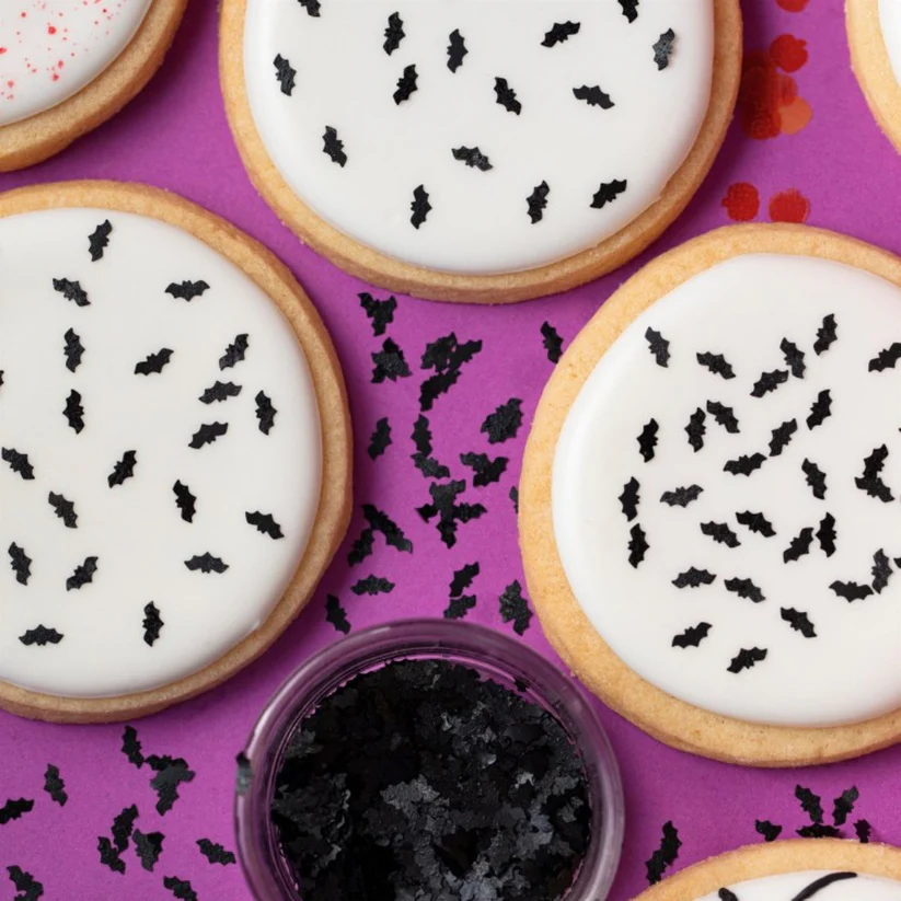 Edible glitter shapes Black Bats by PME